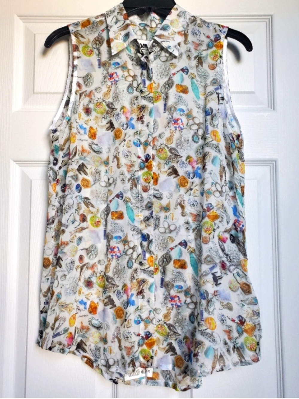 MM6 Maison Margiela Button Up Pattern Sleeveless Blouse Size 42